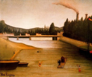 アンリ・ルソー Painting - アルフォールヴィルでの入浴 アンリ・ルソー ポスト印象派 素朴原始主義